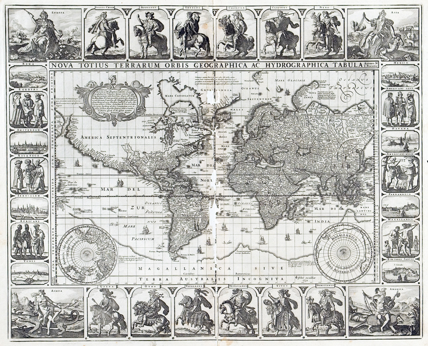 17th Century Explorer Map Poster